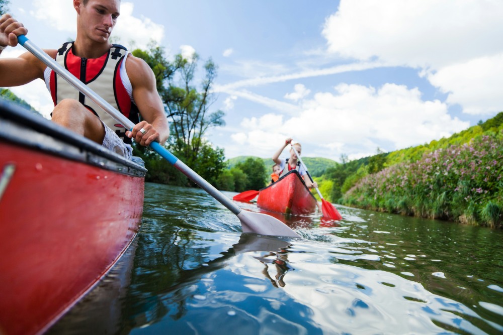 Man and a woman kayaking