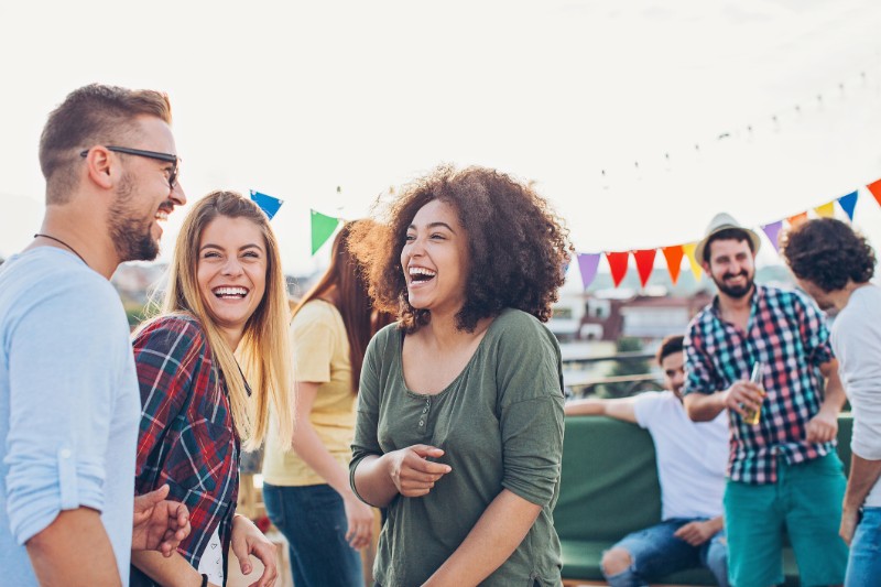 happy friends on festival