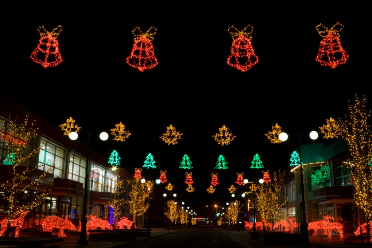 Alley with Christmas lights