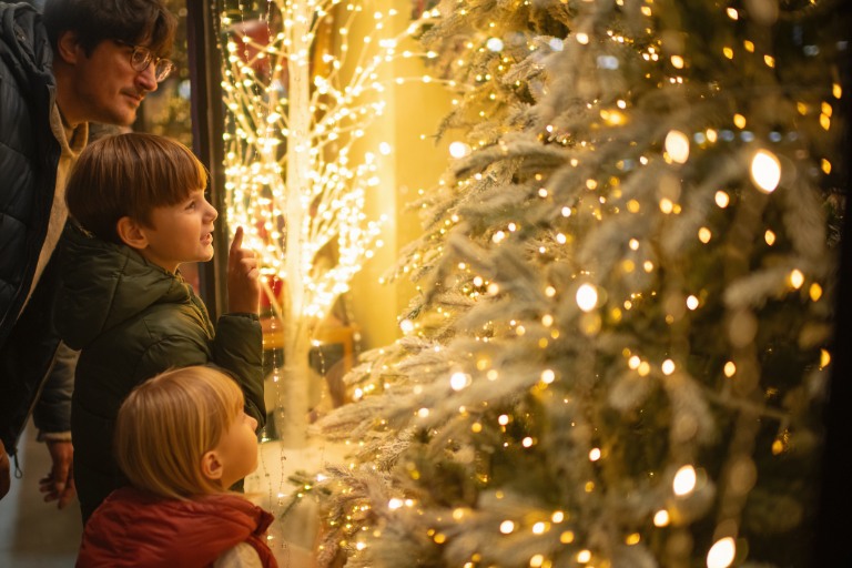 Family enjoying Christmas shopping